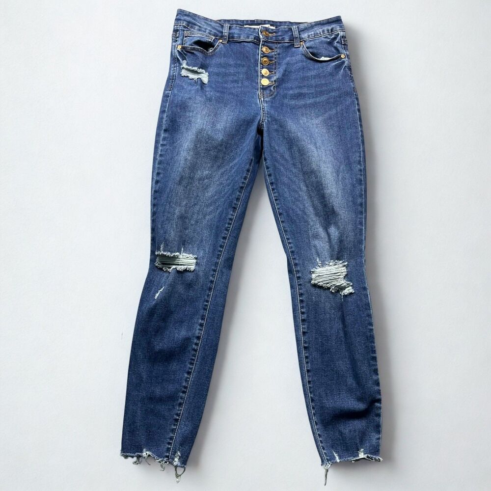 Celebrity Pink Jeans Women 9/29 Skinny High Rise Distressed Raw Hem Stretch